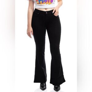 1822 Denim Black Wide Flare Leg Mid Rise Denim Jeans Size 0/25 New